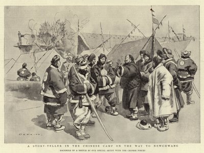 Een verhalenverteller in het Chinese kamp op weg naar Newchwang door Charles Edwin Fripp
